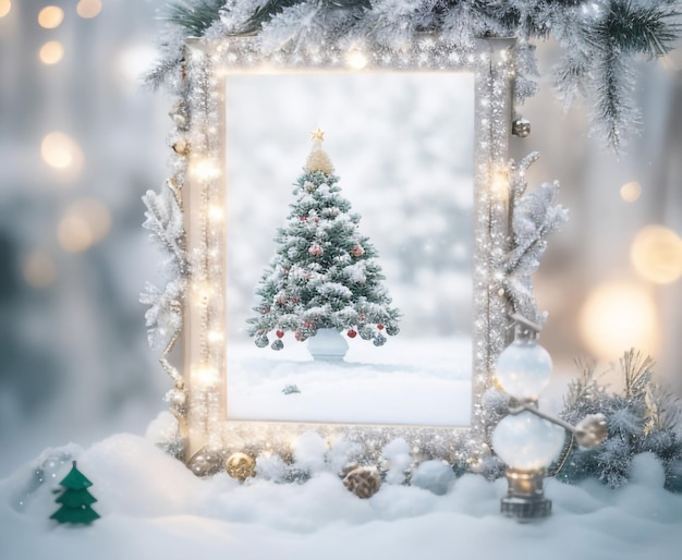 Weihnachtsrahmen 2024 ein schneeküsstes wunderland weiße weihnachten 