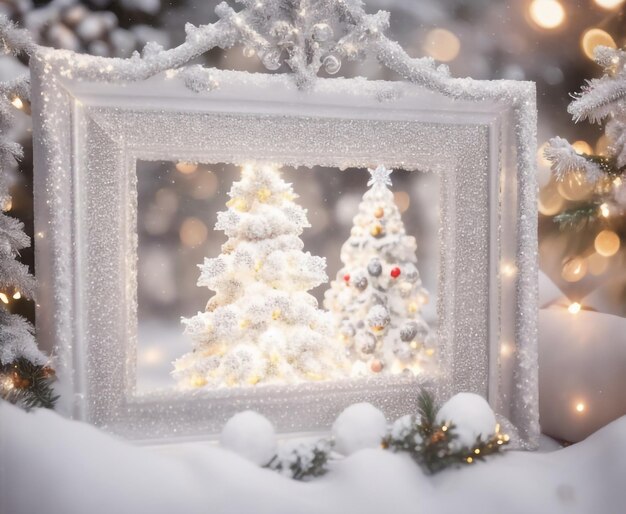 Weihnachtsrahmen 2024 ein schneeküsstes wunderland weiße weihnachten 
