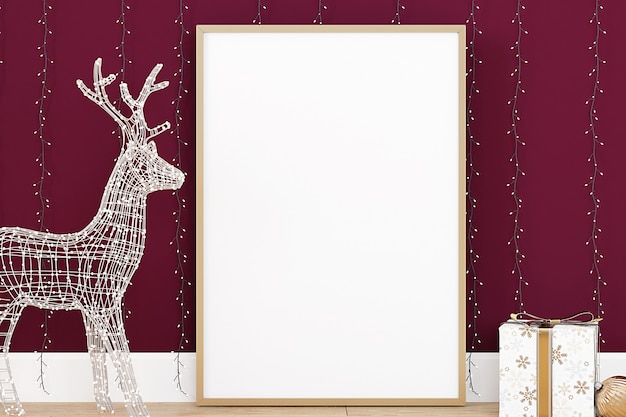 Weihnachtsrahmenmodell mit dekorativen Hirschen