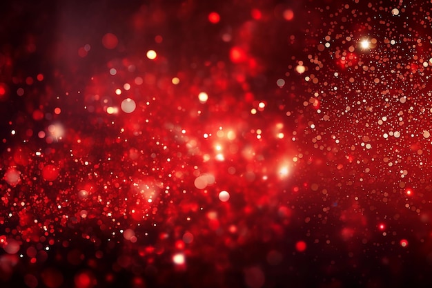 Weihnachtsroter Hintergrund mit Lichtern Bokeh und Funken goldener Feiertag Neujahr abstrakter Hintergrund