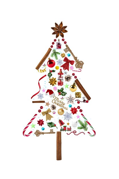 Weihnachtsschmuck in Form eines Weihnachtsbaums Creative Weihnachtsbaum, isoliert auf weiss