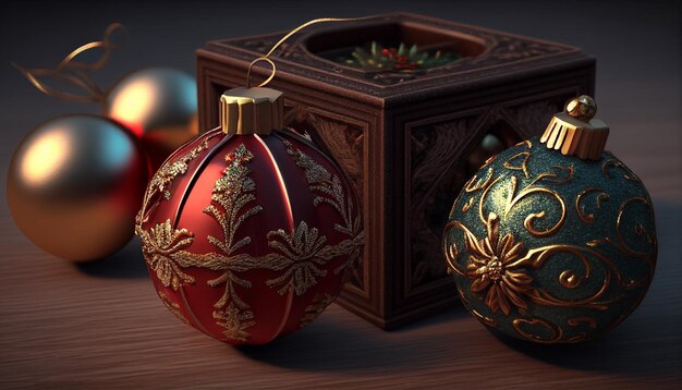Weihnachtsschmuck in Form von Geschenkboxen