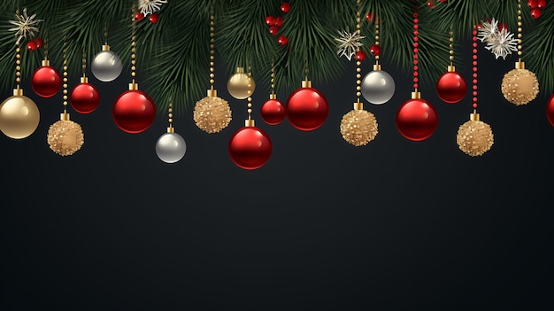 Weihnachtsschmuck und Kieferzweige schmücken die Szene und schaffen eine festliche Weihnachtenatmosphäre