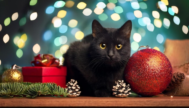 Weihnachtsschwarze Katze