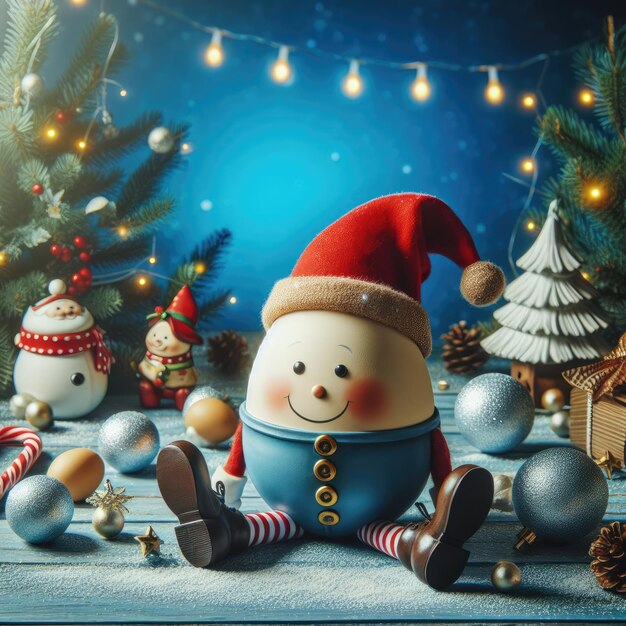 Weihnachtsstillleben mit Eiern Humpty Dumpty