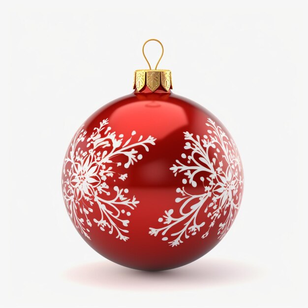 Weihnachtstag Schnee auf rotem Ornament PNG Weißer Hintergrund