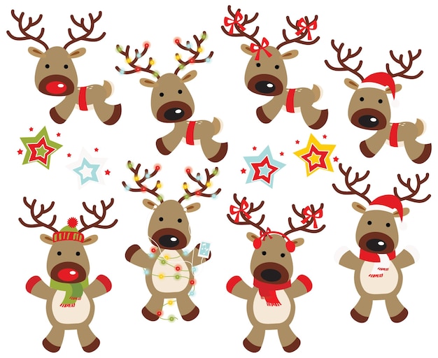 Weihnachtstiere, Rentiere, Weihnachten, Vektorillustration von Tieren