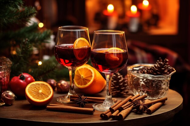 Weihnachtsweingläser und Glücksstücke aus Glühwein