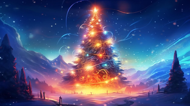 Weihnachtszauberbaum-Hintergrundillustration