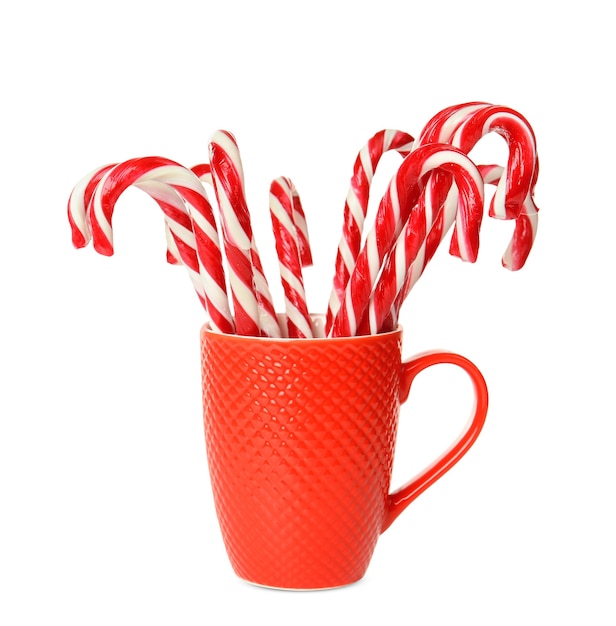 Weihnachtszuckerstangen in der Tasse