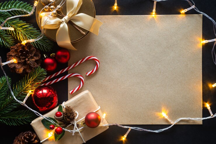 Foto weihnachtszusammensetzung mit verzierungen