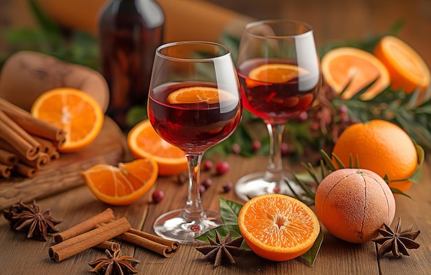 Wein mit Orangengeschmack, mit Gewürzen gewürzt