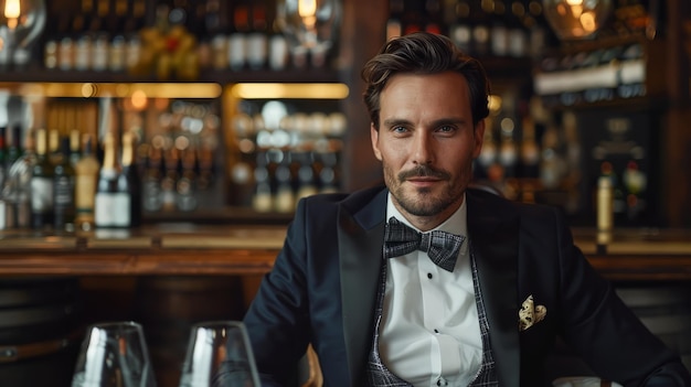 Wein-Sommelier in einem anspruchsvollen und eleganten Outfit