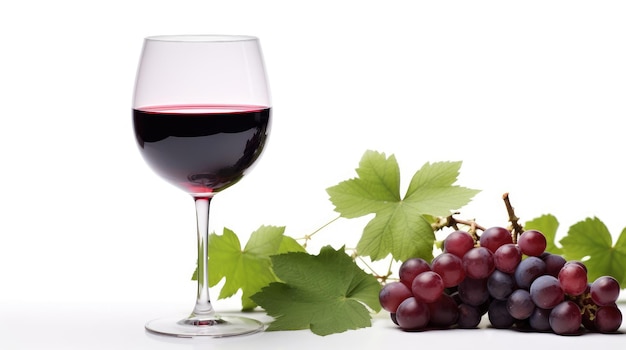 Weinbanner mit Glas Rotwein und Rotwein auf weißem Hintergrund