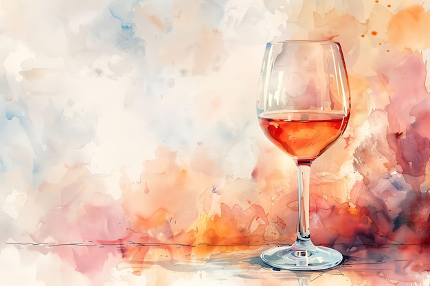 Weinbecher mit Aquarelltextur Pinselstriche Maler Illustration Trend Hintergrunddekor