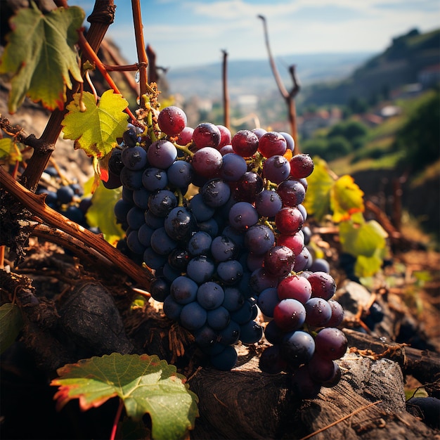 Weinberg Nahaufnahme Trauben zukünftiger Wein KI-generiertes Bild