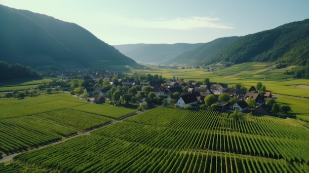 Weinbergplantage Weinanbau in Italien Frankreich Spanien Sonniger Tag Traubensträucher Berge
