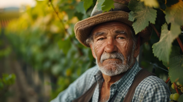 Weinbergseigentümer überwacht den Traubenanbau