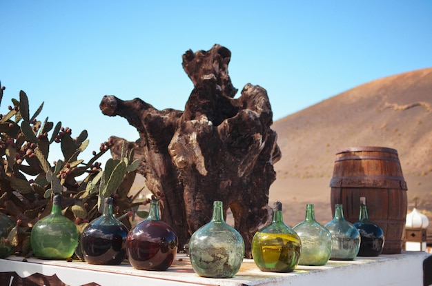 Foto weinflaschen in lanzarote kanarische inseln spanien