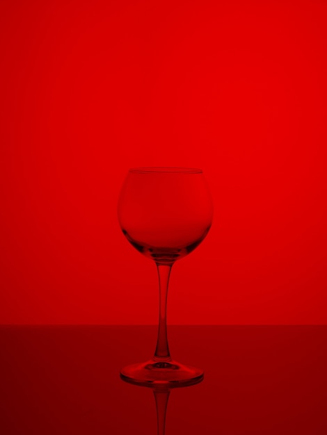 Weinglas auf rotem Grund