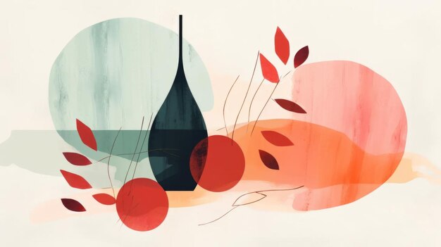 Foto weinkunst wein minimalistische minimalistische illustrationen wein flasche und glas aquarell