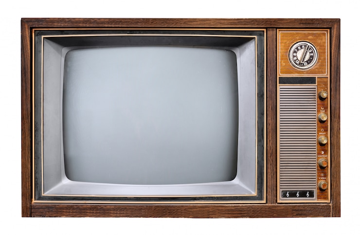 Foto weinlesefernsehen - antikes holzkistenfernsehen.