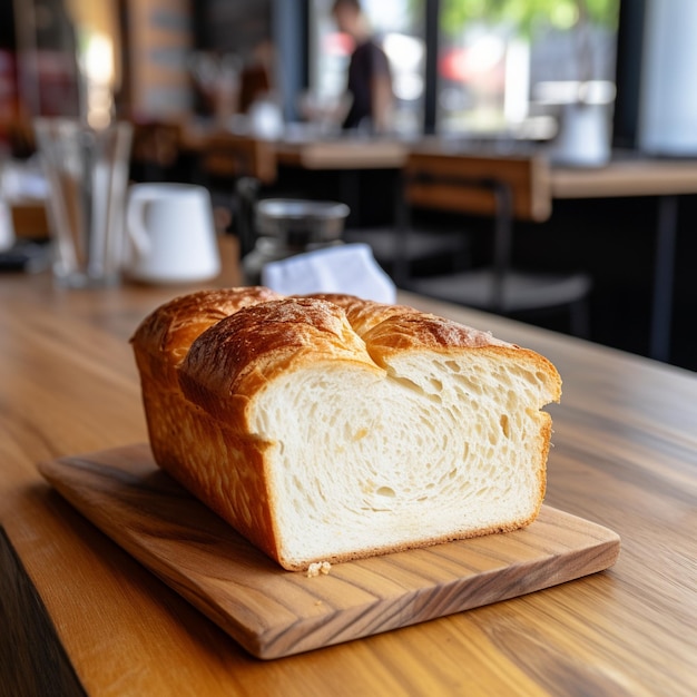 Weißbrot auf einem Holztisch in einem Café