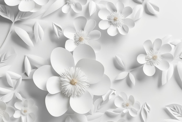Weißbuch abstrakter 3D-Blumenhintergrund Schönes romantisches Blumendesign Generative KI