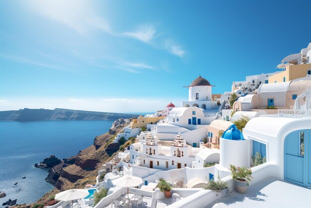 Weiße Architektur des Dorfes Oia auf der Insel Santorini