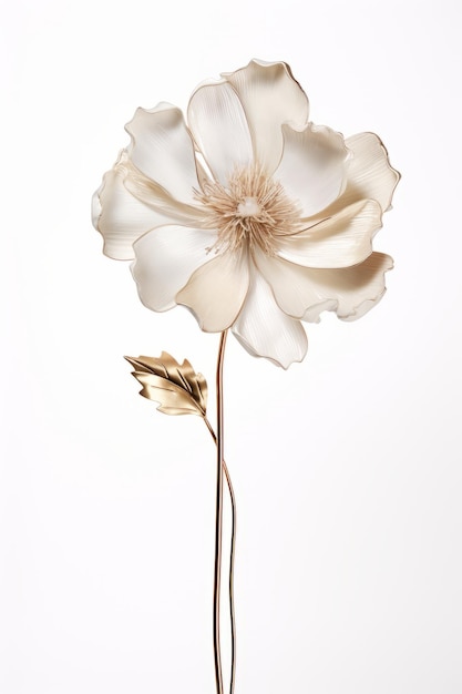 Weiße Blume auf weißem Hintergrund Isolierte Studioaufnahme