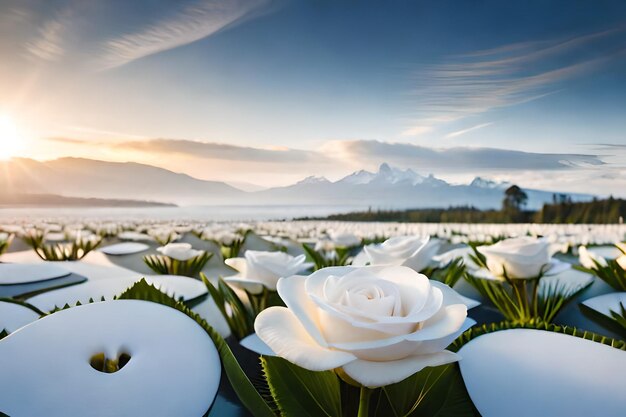 weiße Blumen im Schnee