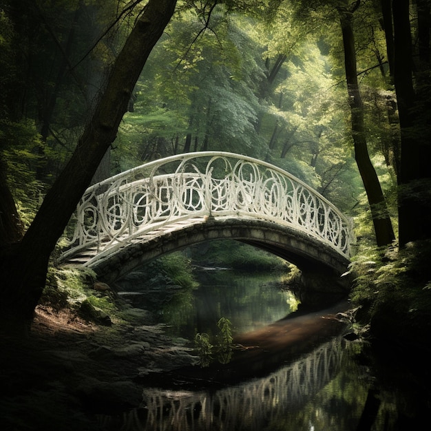 Weiße Brücke im Wald