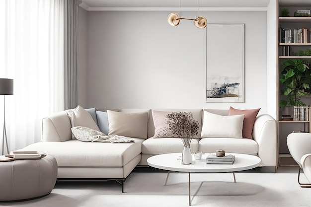 Weiße Farbe Moderne Innenarchitektur des Wohnzimmers Lassen Sie sich für Ihr Wohnzimmer inspirieren