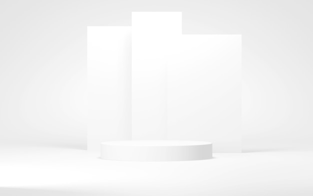 Weiße Farben Podium abstrakter Hintergrund Minimale geometrische Form 3D-Rendering