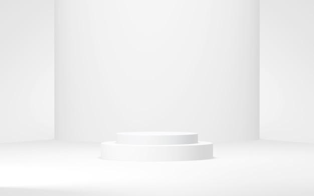 Weiße Farben Podium abstrakter Hintergrund Minimale geometrische Form 3D-Rendering