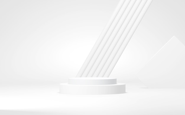 Weiße Farben Podium abstrakter Hintergrund Minimale geometrische Form 3D-Rendering