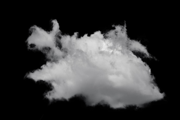 weiße, flauschige Wolken isoliert auf schwarzem Hintergrund, Clipart