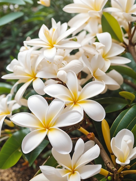 Weiße Frangipani-Blume im Garten