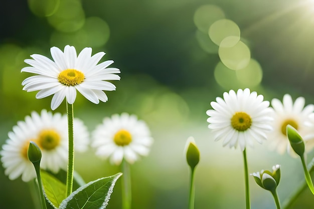 Weiße Gänseblümchen im Sonnenlicht