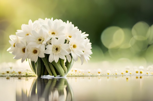 Foto weiße gänseblümchen in einer vase auf einem tisch