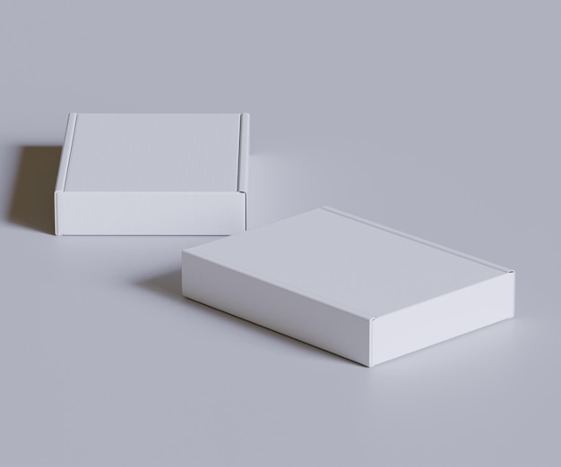 Weiße Kartonkisten als Geschenk 3D-Render-Illustration