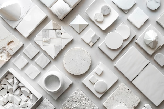 Weiße Keramik- und Griesfliesen für Innenarchitektur und Dekoration