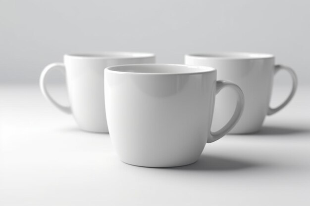 Weiße Keramikbecher Gruppe von leeren Kaffebechern Weißer Becher für Tee oder Kaffee in der Generativen KI