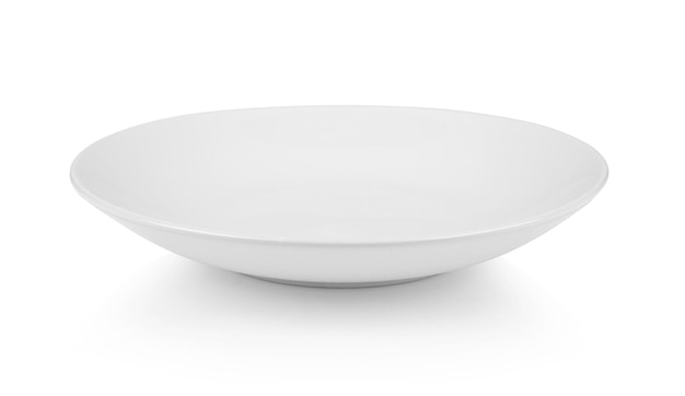 Weiße Keramikplatte isoliert auf weißem Schwarzgrund