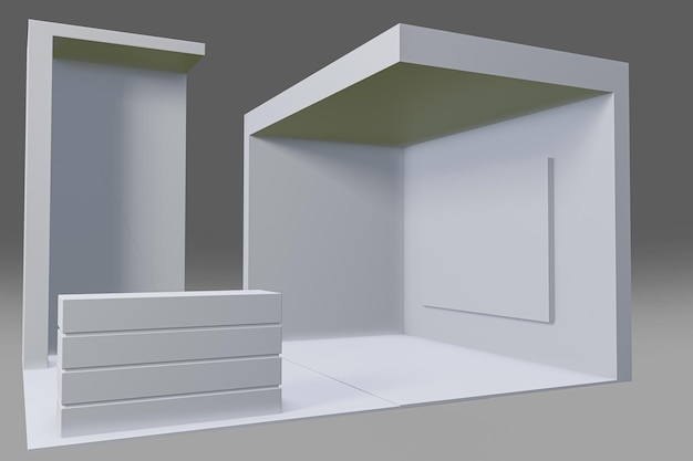 Weiße kreative Ausstellungsstand-Design-Standvorlage 3D-Illustration