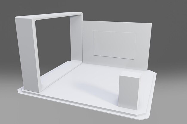 Weiße kreative Ausstellungsstand-Design-Standvorlage 3D-Illustration