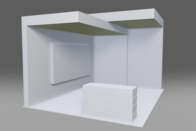 Weiße kreative Ausstellungsstand-Design-Standvorlage 3D-Illustration