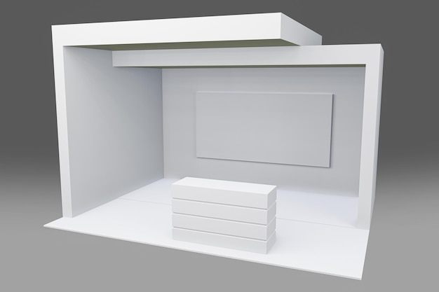 Weiße kreative Ausstellungsstand-Design-Standvorlage 3D-Illustration