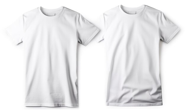 Weiße leere T-Shirt-Vorlage für Männer von zwei Seiten isoliert auf weißem Hintergrund erzeugen KI
