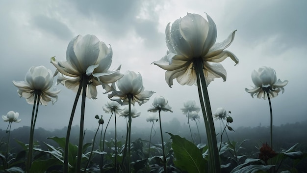 Weiße Lotusblumen blühen am Morgen